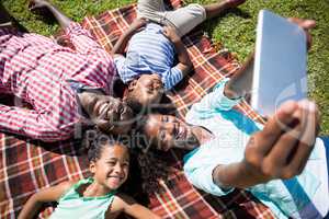 Happy family taking a photo