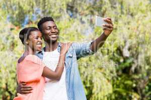 Happy family taking a photo