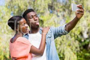 Happy family taking a photo