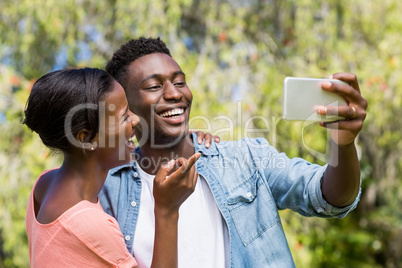 Happy family taking a photo