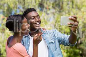 Happy family taking a photo