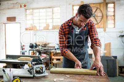 Carpenter working on his craft