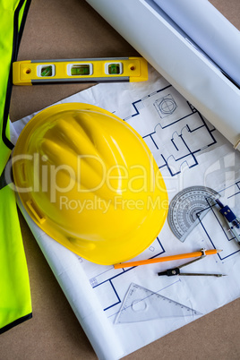 Equipment and plans used for carpentry