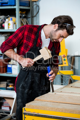 Carpenter working on his craft