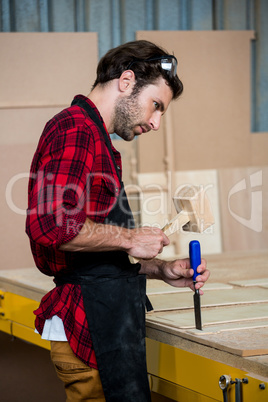 Carpenter working on his craft