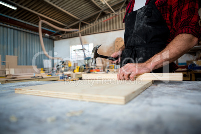 Carpenter working on his craft