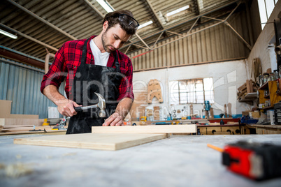 Carpenter working on his craft