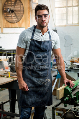 Portrait of a carpenter unsmiling