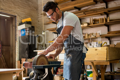 Carpenter working on his craft