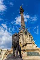 Columbus Monument at the waterfront in Barcelona, Catalonia, Spa