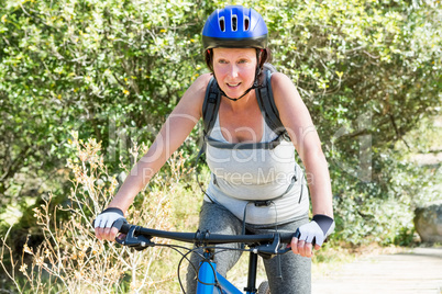 Woman riding bike