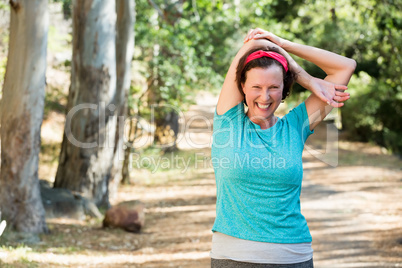 Woman stretching her arms