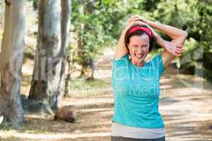 Woman stretching her arms