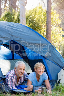 Mature couple laying and smiling Mature couple laying and smiling