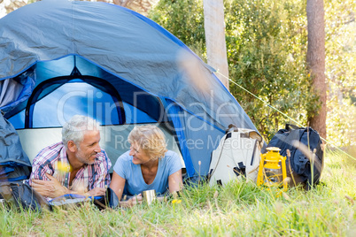 Mature couple laying and looking each other