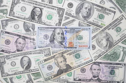 Many banknotes US dollars