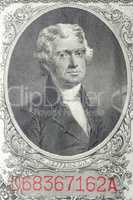 Portrait of the U.S. President of Jefferson in two dollars USA