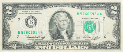 Historic banknote, Anniversary two US dollars 1976