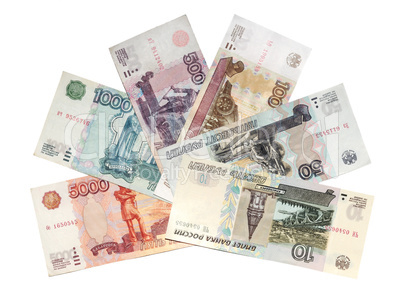 Russian rubles different denominations