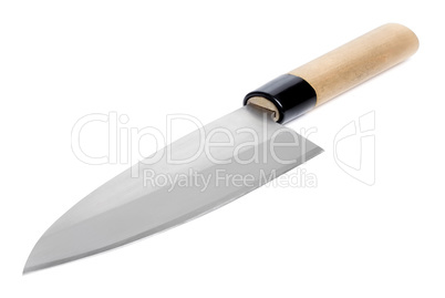 Traditional Japanese Deba short knife isolated on white backgrou