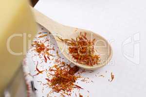 Saffron in spoon