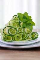 Ribbon cucumber salad with mint