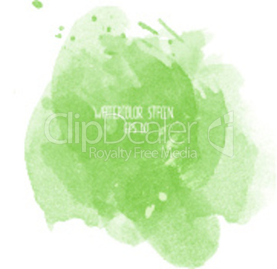 Green watercolor stain on white background