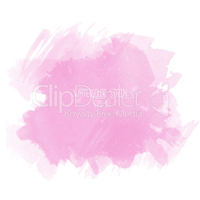 Pink watercolor stain on white background