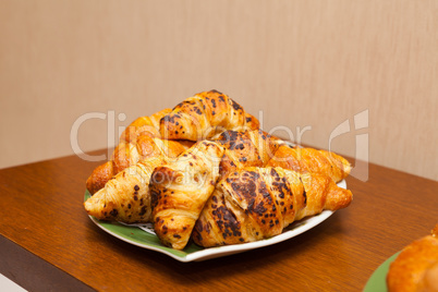 Croissants on a tray