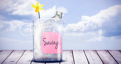 Composite image of savings message