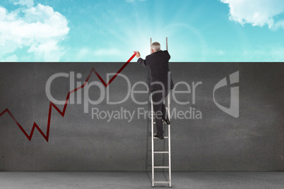 Composite image of mature businessman climbing career ladder