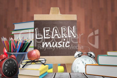 Composite image of learn music word