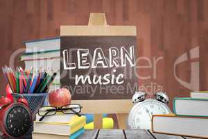 Composite image of learn music word