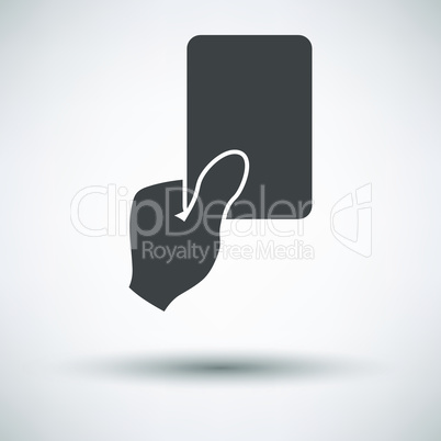 Soccer referee hand with card  icon