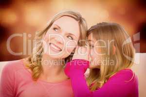 Composite image of mother listening to daughter