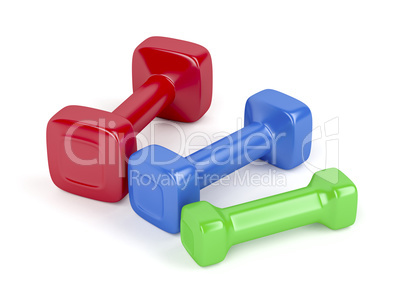 Three different dumbbells