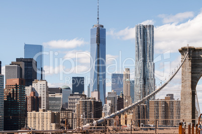 The view of Lower Manhattan from the Brooklyn Bridge