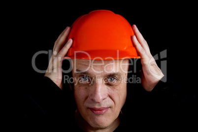 Engineer or manual worker man in safety hardhat