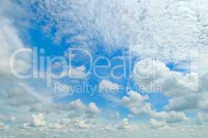 blue sky and white cumulus clouds