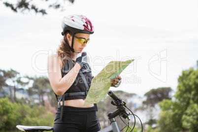 Woman checking the map