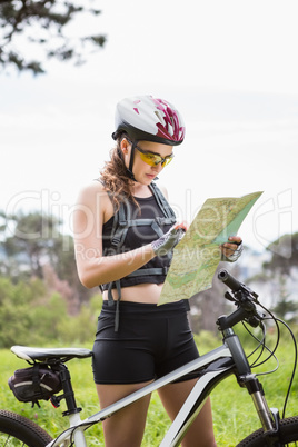 Woman checking the map