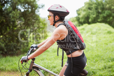 Woman riding her bike