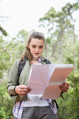 Woman checking the map