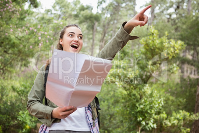 Woman checking the map