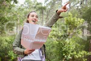 Woman checking the map