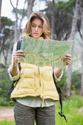 Woman checking the map