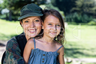 Happy soldier reunited with her daughter