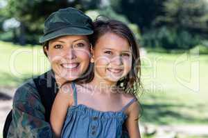 Happy soldier reunited with her daughter