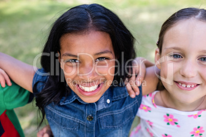 Girls standing in park