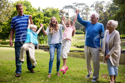 Multi-generation having fun in the park